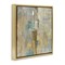 Stupell Industries Gold Abstract with Blue Floater Framed Canvas Wall Art Design by Justin Turner